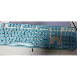 retro style blue wireless keyboard round keycaps